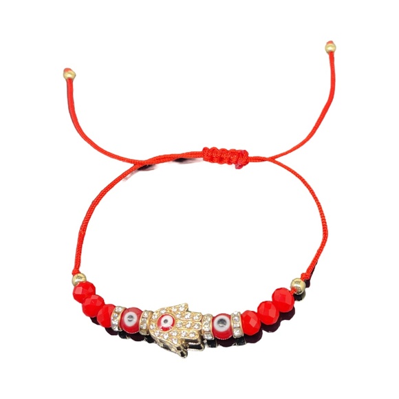 Evil Eye Hand of Fatima Beautiful RED Stringed Protection Bracelet - Picture 2 of 3